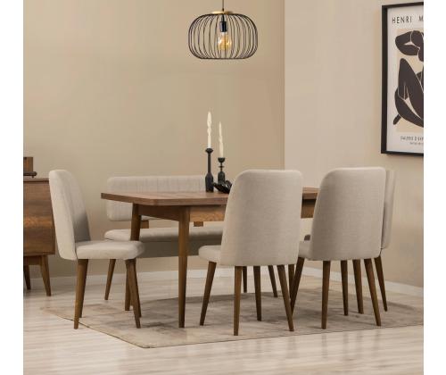 Mööblikomplekt toolid Vina - Walnut, Cream