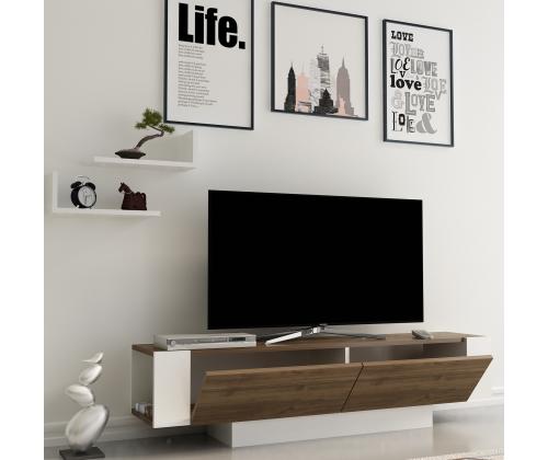 TV laud Matera - Walnut, White