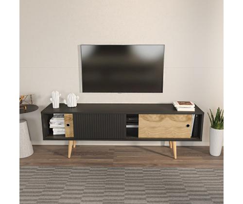TV laud Ecrin - Anthracite, Oak