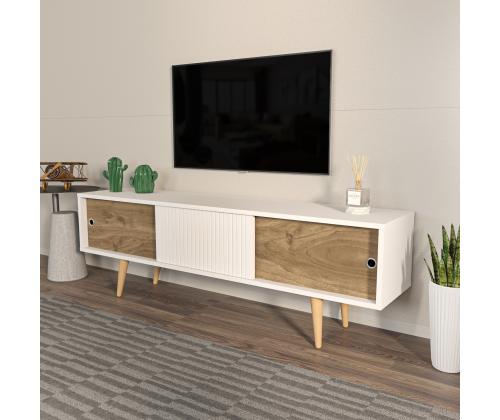 TV laud Ecrin - White, Walnut