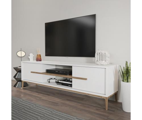 TV laud Eslem - White, Walnut