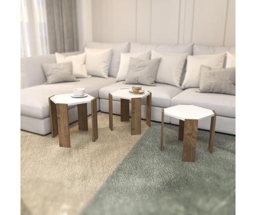 Kohvilaud Lori - White, Walnut