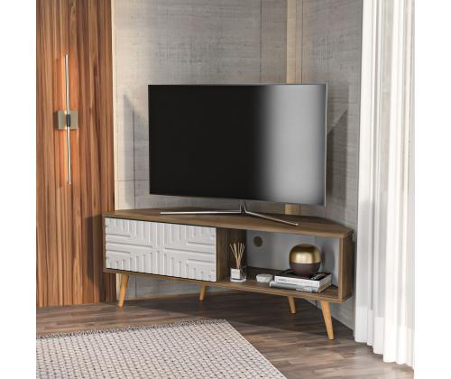 TV laud Mora - Walnut, White