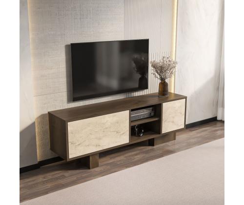 TV laud Monaco - Walnut, Travertine