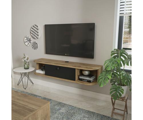 TV laud Ibarra - Black, Oud Oak