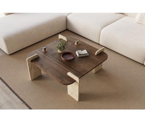 Kohvilaud Afrolli - Walnut, Travertine