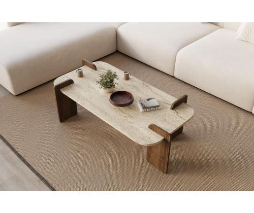 Kohvilaud Leapiri - Travertine, Walnut