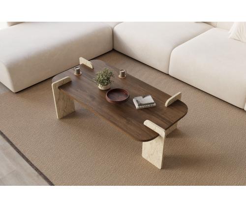 Kohvilaud Leapiri - Walnut, Travertine