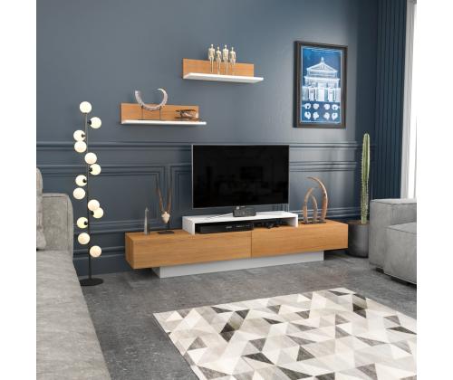 TV laud Lusi - White, Teak