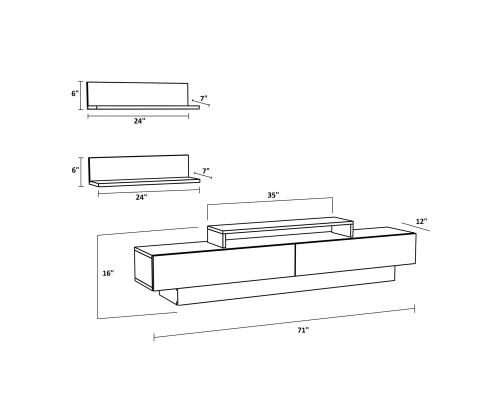 TV laud Lusi - White, Walnut