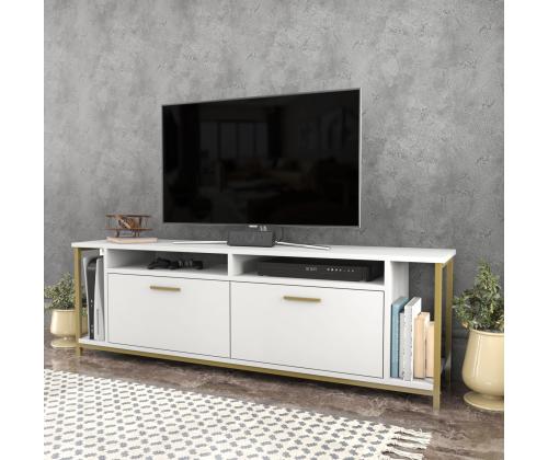 TV laud Omar - White, Gold