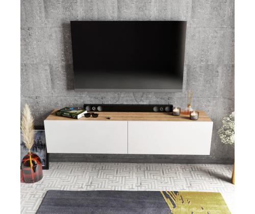 TV laud Poling - White, Walnut