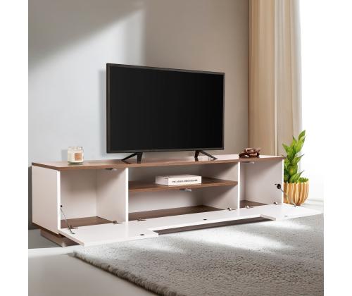 TV laud Veramont - White, Walnut