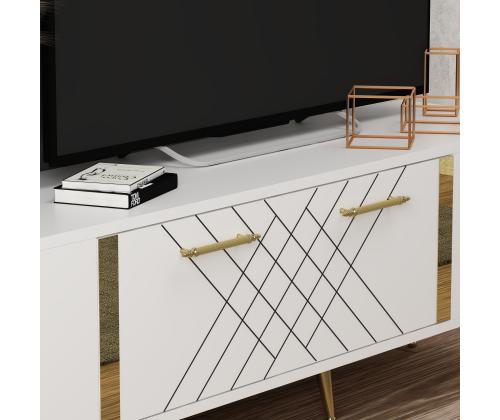 TV laud Detas - White, Gold