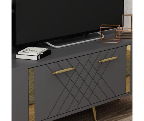 TV laud Detas - Anthracite, Gold