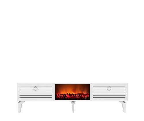 TV laud Arona Fireplace - White