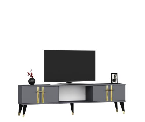 TV laud Asel - Anthracite, Gold