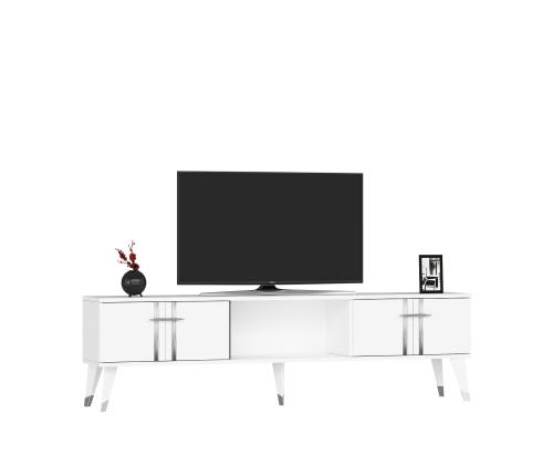 TV laud Asel - White, Silver