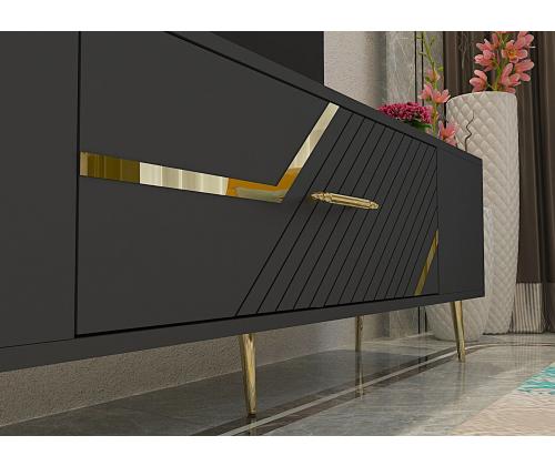 TV laud Dekolp5 - Anthracite, Gold