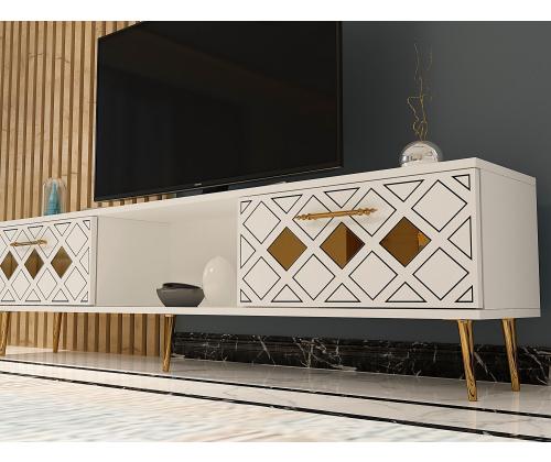 TV laud Dome - White, Gold