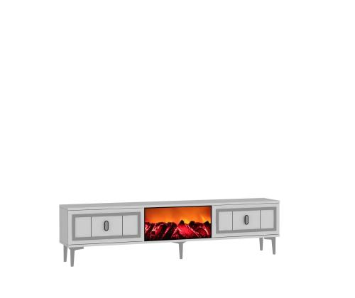 TV laud Orion Fireplace - White, Silver