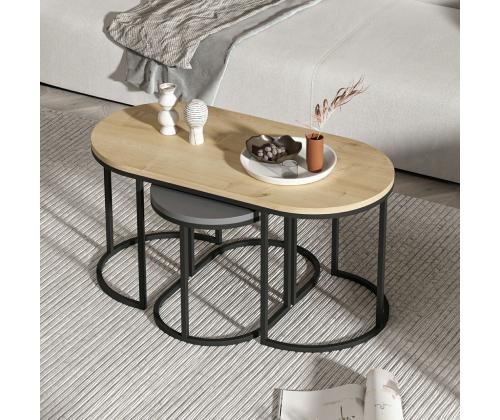 Mööblikomplekt lauad Dena - Anthracite, Oak