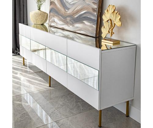 TV laud Leon - White, Gold