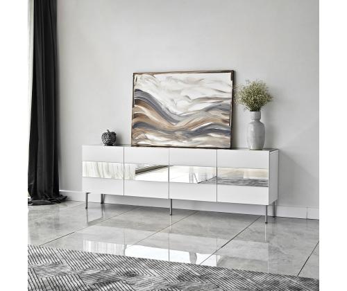 TV laud Leon - White, Silver