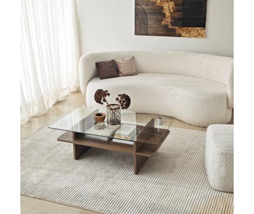 Kohvilaud Saga Rectangle - Walnut, Transparent