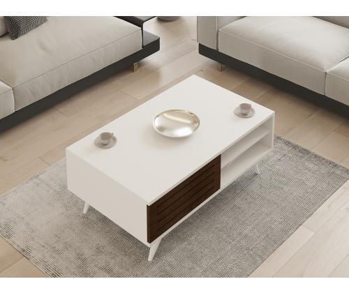 Kohvilaud Grande - Walnut, White