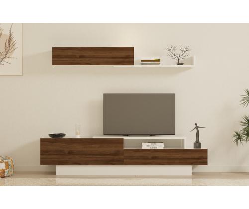 TV laud Elda - White, Walnut