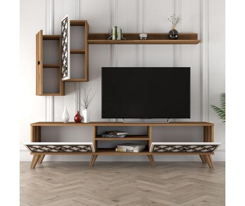 TV laud Class S - Walnut, White