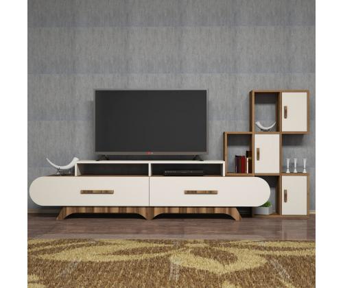 TV laud Flora S - Walnut, Cream