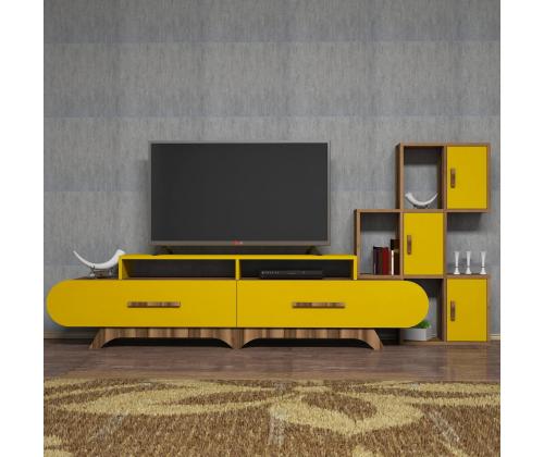 TV laud Flora S - Walnut, Yellow
