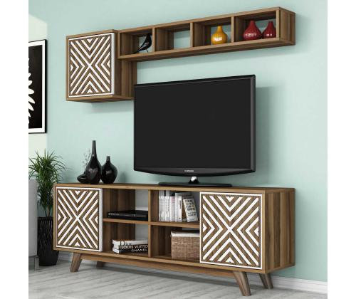 TV laud Inci - Walnut, White