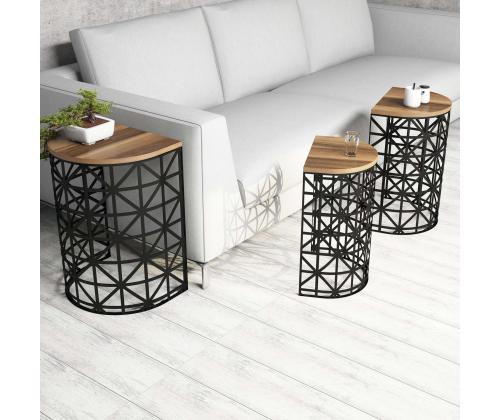 Mööblikomplekt lauad Stil Metal Ferforje - Walnut