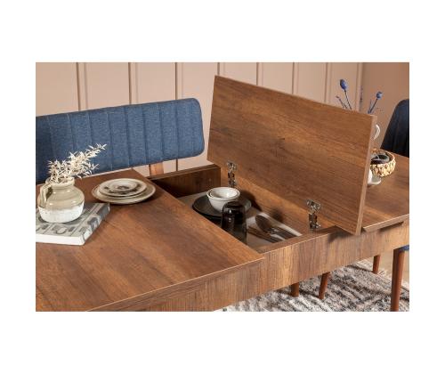 Mööblikomplekt toolid Vina 1048 - Dark Blue, Walnut