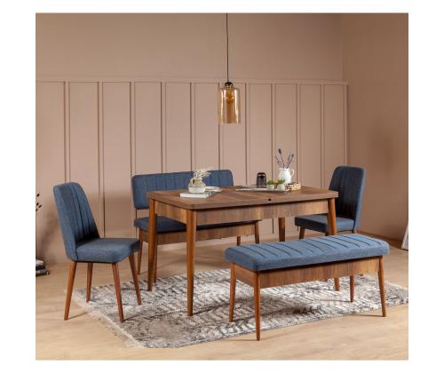 Vina Bank Dark Blue, Walnut