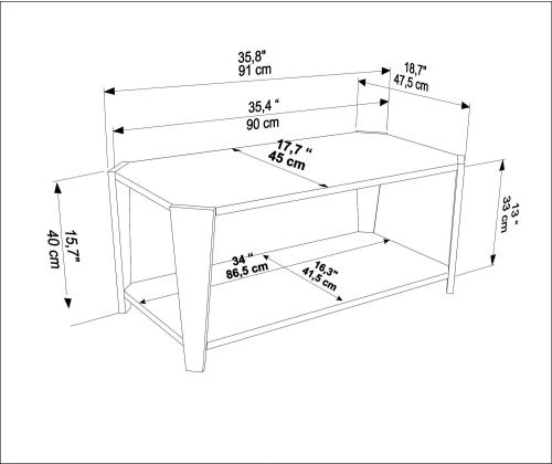 Kohvilaud Monao - Walnut, Travertine