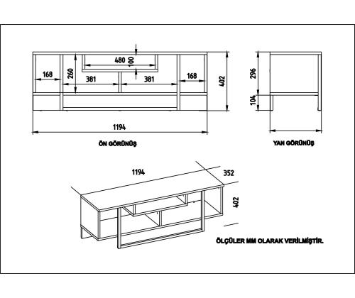 TV laud Asal (120) - Oak, White, Black