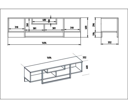 TV laud Asal (150) - White, Black