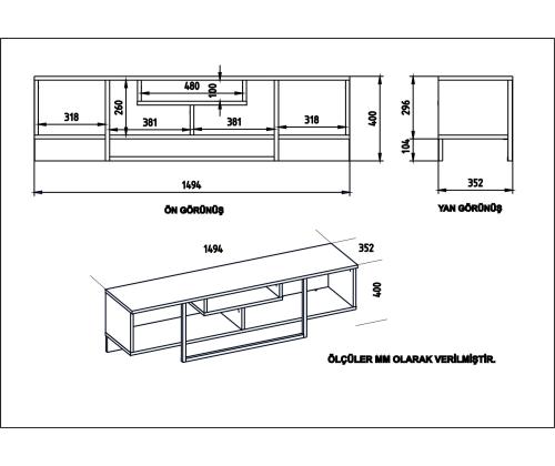 TV laud Asal (150) - Oak, White, Black