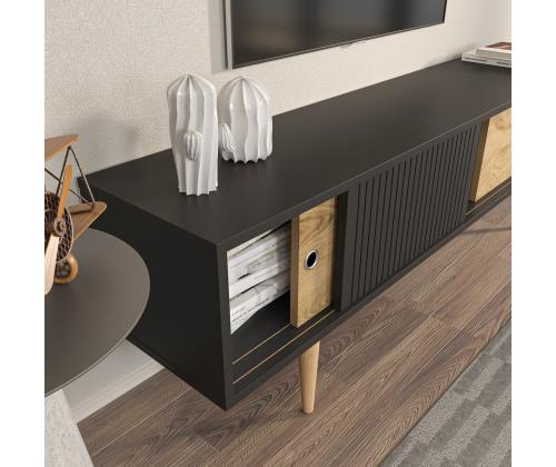 TV laud Ecrin - Anthracite, Oak