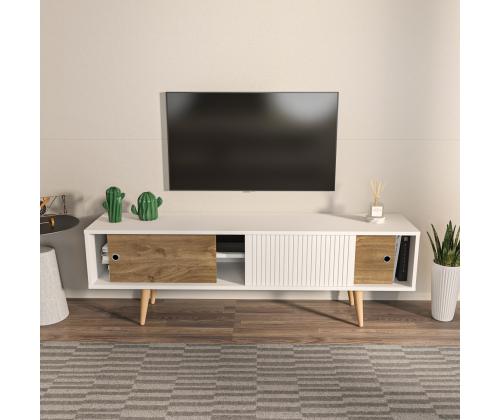 TV laud Ecrin - White, Walnut
