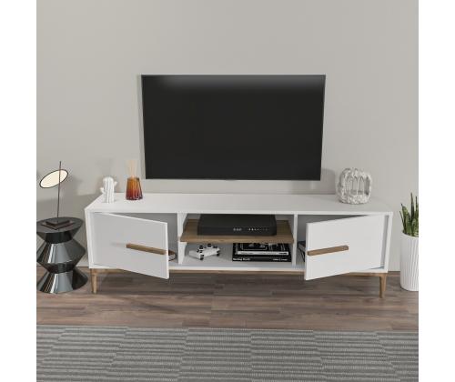 TV laud Eslem - White, Walnut