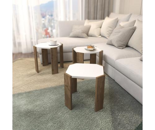 Kohvilaud Lori - White, Walnut