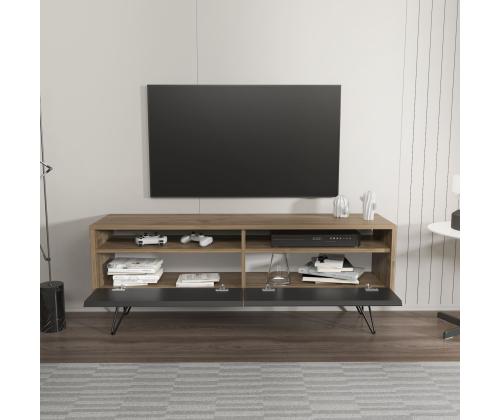 TV laud Flay - Walnut, Black