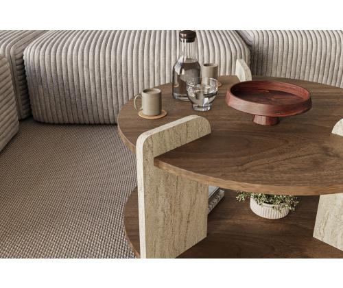 Kohvilaud Oalla - Walnut, Travertine
