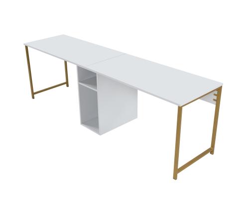 Twin Study Desk - White, Gold