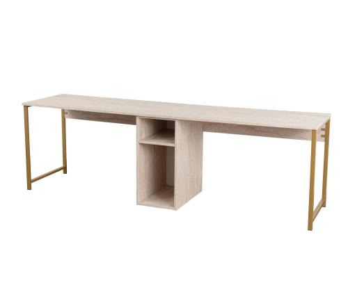 Twin Study Desk - Travertine, Gold
